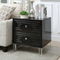 Contemporary 24-Inch 2-Drawer Side Table with Acrylic Legs and Crystal Knobs