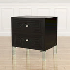 Contemporary 24-Inch 2-Drawer Side Table with Acrylic Legs and Crystal Knobs