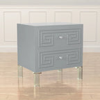 Contemporary 24-Inch 2-Drawer Side Table with Acrylic Legs and Crystal Knobs