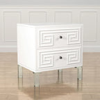 Contemporary 24-Inch 2-Drawer Side Table with Acrylic Legs and Crystal Knobs