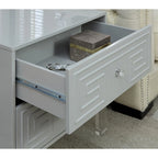 Contemporary 24-Inch 2-Drawer Side Table with Acrylic Legs and Crystal Knobs