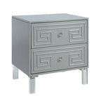 Contemporary 24-Inch 2-Drawer Side Table with Acrylic Legs and Crystal Knobs
