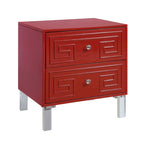 Contemporary 24-Inch 2-Drawer Side Table with Acrylic Legs and Crystal Knobs