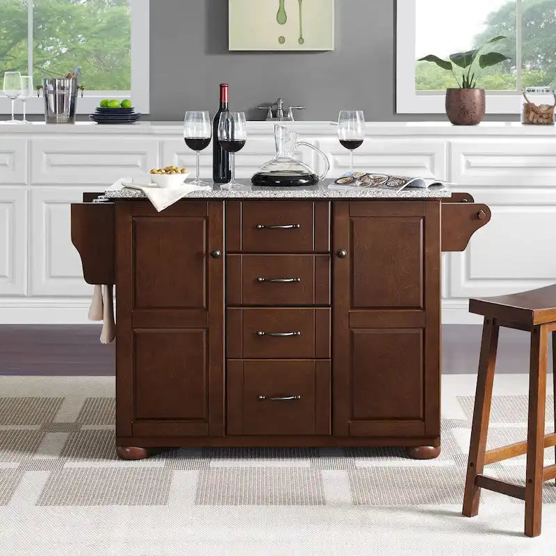 Solid Granite Top Kitchen Island – Spacious & Durable
