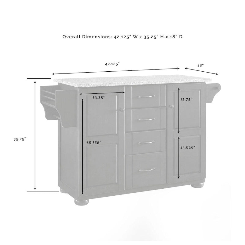 Solid Granite Top Kitchen Island – Spacious & Durable