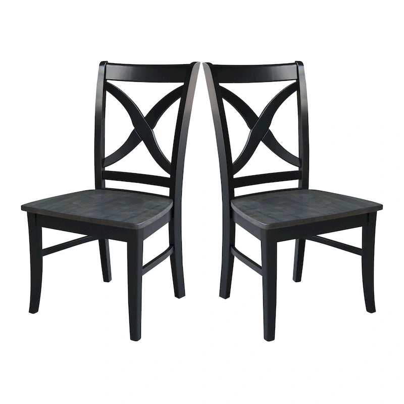 Solid Wood X-Back Dining Chairs – Set of 2, Classic Style