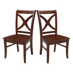Solid Wood X-Back Dining Chairs – Set of 2, Classic Style