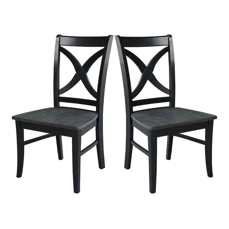 Solid Wood X-Back Dining Chairs – Set of 2, Classic Style