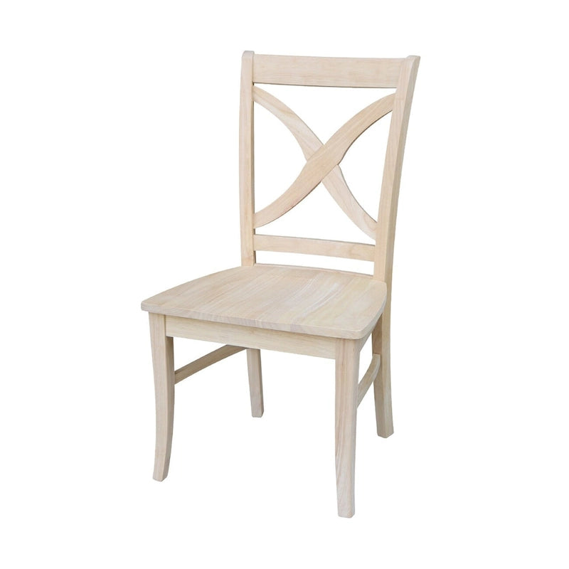 Solid Wood X-Back Dining Chairs – Set of 2, Classic Style