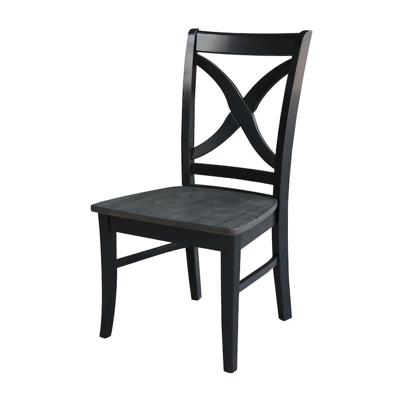 Solid Wood X-Back Dining Chairs – Set of 2, Classic Style