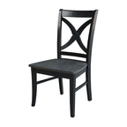 Solid Wood X-Back Dining Chairs – Set of 2, Classic Style
