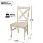 Solid Wood X-Back Dining Chairs – Set of 2, Classic Style