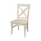 Solid Wood X-Back Dining Chairs – Set of 2, Classic Style