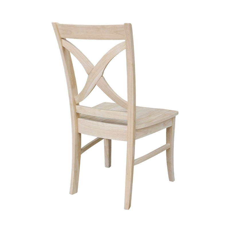 Solid Wood X-Back Dining Chairs – Set of 2, Classic Style