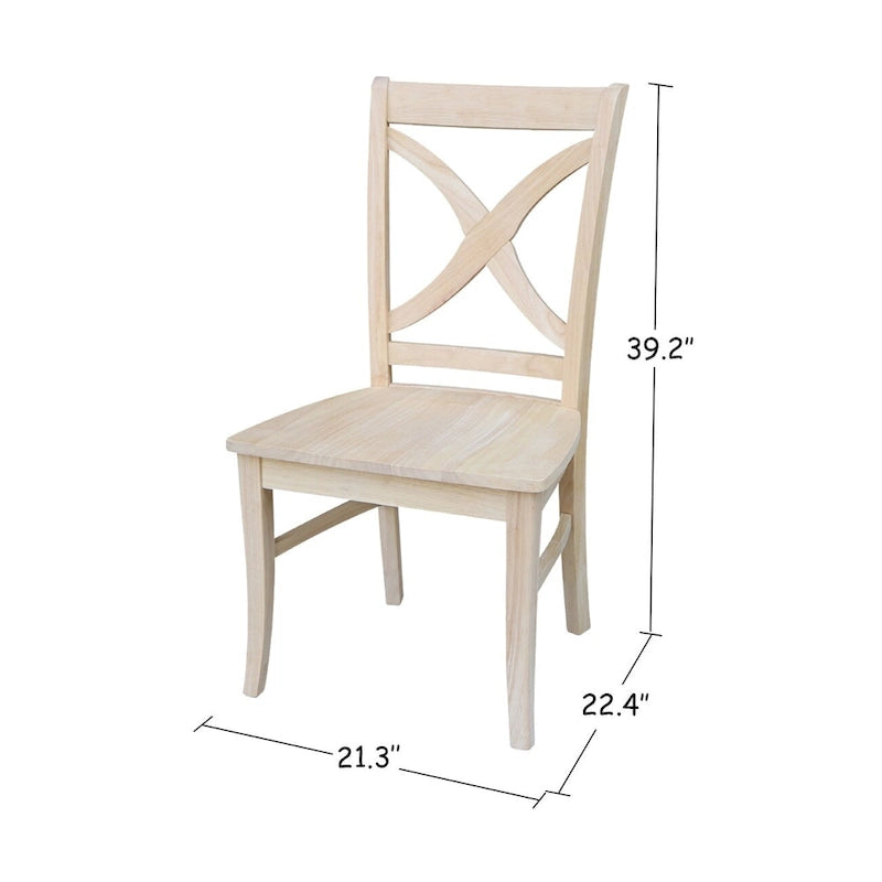 Solid Wood X-Back Dining Chairs – Set of 2, Classic Style