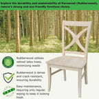 Solid Wood X-Back Dining Chairs – Set of 2, Classic Style