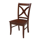 Solid Wood X-Back Dining Chairs – Set of 2, Classic Style