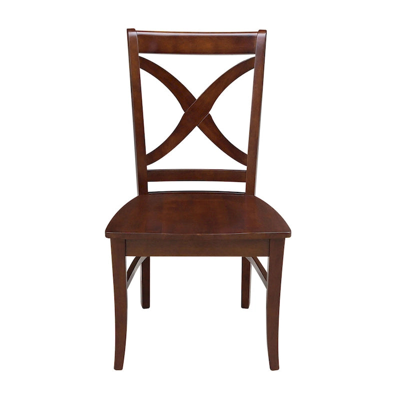 Solid Wood X-Back Dining Chairs – Set of 2, Classic Style