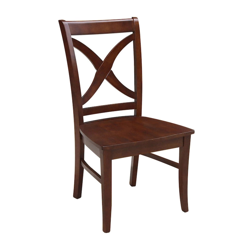 Solid Wood X-Back Dining Chairs – Set of 2, Classic Style