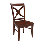 Solid Wood X-Back Dining Chairs – Set of 2, Classic Style