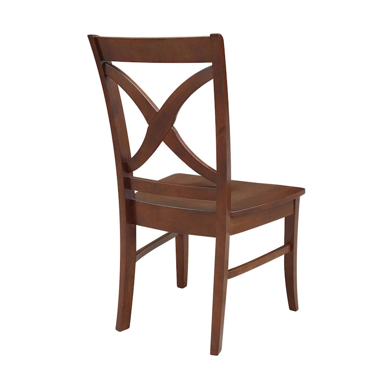 Solid Wood X-Back Dining Chairs – Set of 2, Classic Style