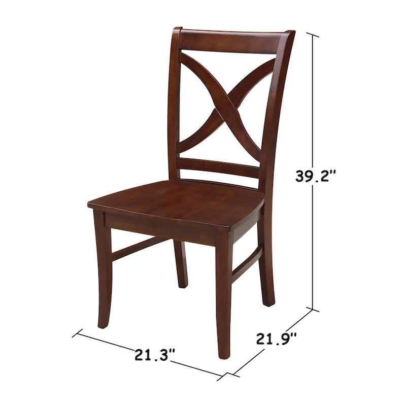Solid Wood X-Back Dining Chairs – Set of 2, Classic Style
