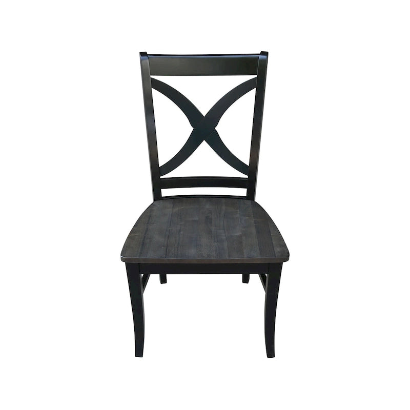 Solid Wood X-Back Dining Chairs – Set of 2, Classic Style