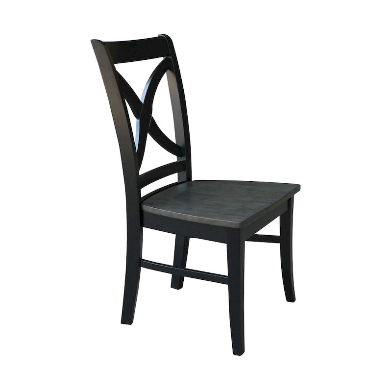 Solid Wood X-Back Dining Chairs – Set of 2, Classic Style