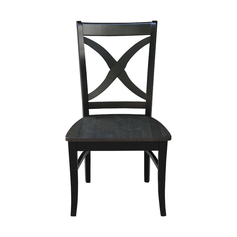 Solid Wood X-Back Dining Chairs – Set of 2, Classic Style