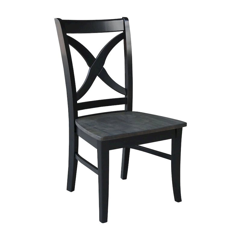 Solid Wood X-Back Dining Chairs – Set of 2, Classic Style