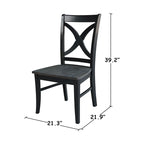 Solid Wood X-Back Dining Chairs – Set of 2, Classic Style