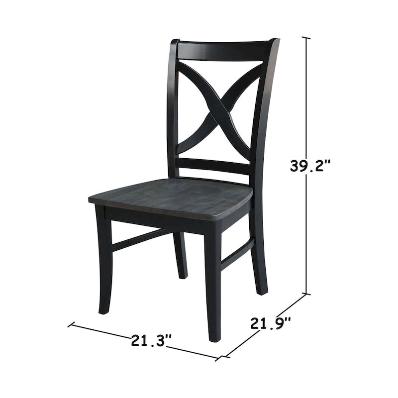 Solid Wood X-Back Dining Chairs – Set of 2, Classic Style