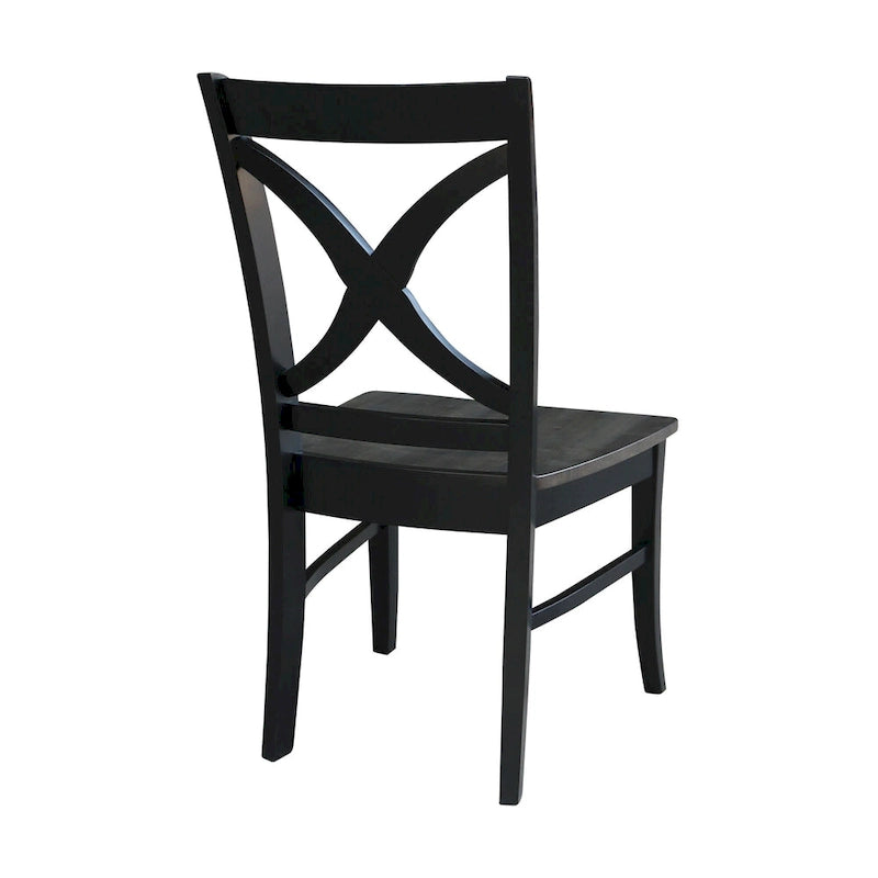 Solid Wood X-Back Dining Chairs – Set of 2, Classic Style