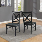 Solid Wood X-Back Dining Chairs – Set of 2, Classic Style