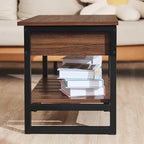 Lift-Top Shoe Storage Bench with Shelf, Walnut/Gray Finish, 47.2"W