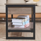 Lift-Top Shoe Storage Bench with Shelf, Walnut/Gray Finish, 47.2"W