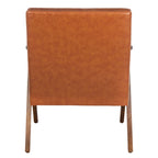 Mid-Century Modern Armchair, Vegan Leather Cushion & Walnut A-Frame Base, 28"W