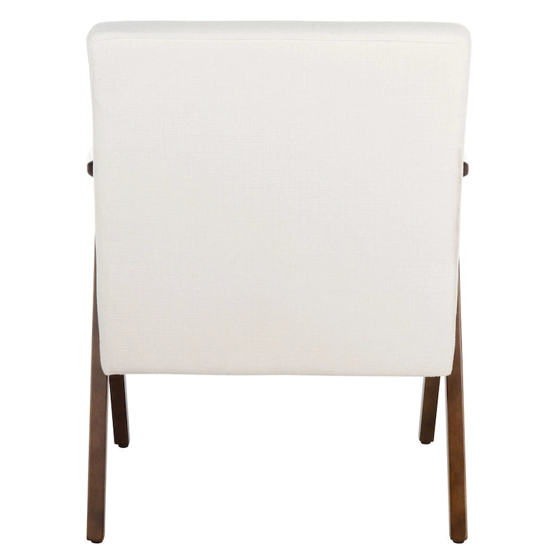 Mid-Century Modern Armchair, Vegan Leather Cushion & Walnut A-Frame Base, 28"W