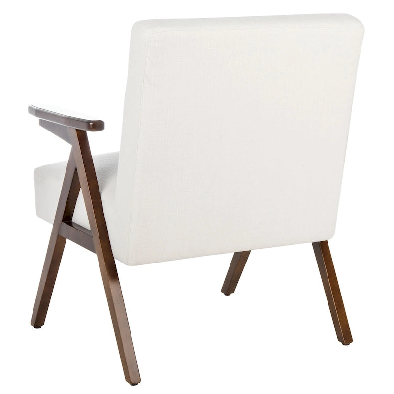 Mid-Century Modern Armchair, Vegan Leather Cushion & Walnut A-Frame Base, 28"W