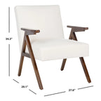 Mid-Century Modern Armchair, Vegan Leather Cushion & Walnut A-Frame Base, 28"W