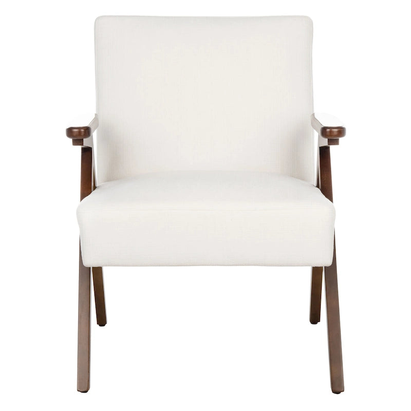 Mid-Century Modern Armchair, Vegan Leather Cushion & Walnut A-Frame Base, 28"W