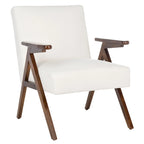 Mid-Century Modern Armchair, Vegan Leather Cushion & Walnut A-Frame Base, 28"W