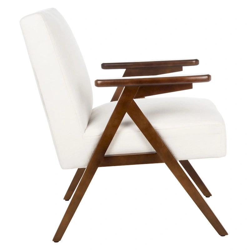 Mid-Century Modern Armchair, Vegan Leather Cushion & Walnut A-Frame Base, 28"W