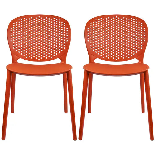 Armless Stacking Molded Matte Dining Side Chairs Patio Indoor Outdoor Kitchen Bedroom Set of 2