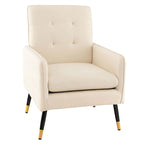 Modern Linen Fabric Accent Chair with Button Tufting and Metal Legs - 350 lb Capacity