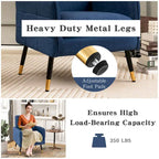 Modern Linen Fabric Accent Chair with Button Tufting and Metal Legs - 350 lb Capacity