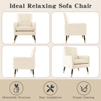 Modern Linen Fabric Accent Chair with Button Tufting and Metal Legs - 350 lb Capacity