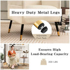 Modern Linen Fabric Accent Chair with Button Tufting and Metal Legs - 350 lb Capacity