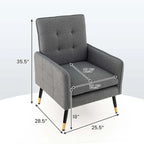 Modern Linen Fabric Accent Chair with Button Tufting and Metal Legs - 350 lb Capacity