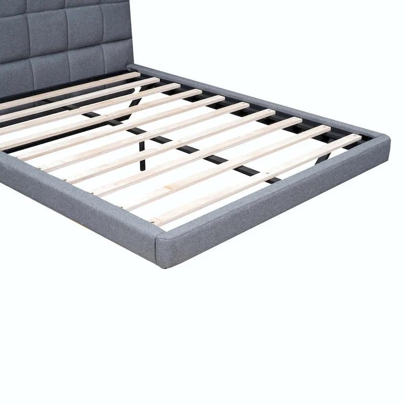 Full Size Upholstered Platform Bed with LED Lights and USB Ports